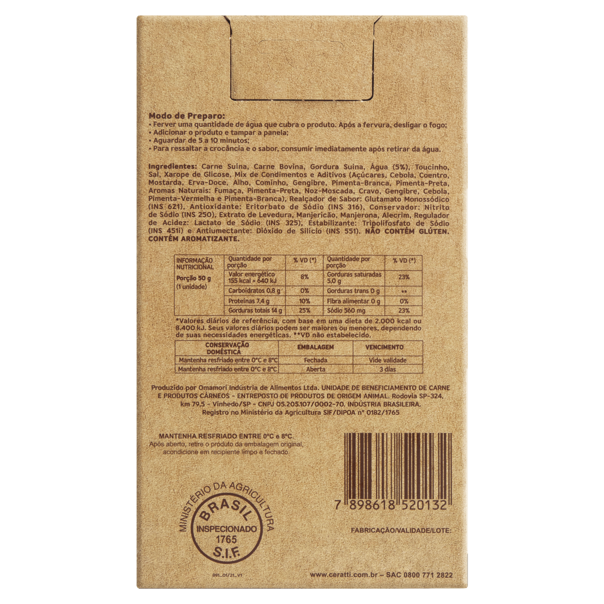 Encontraproduto.com.br - Salsicha Viena com Ervas Finas sem Corante Ceratti 200 g