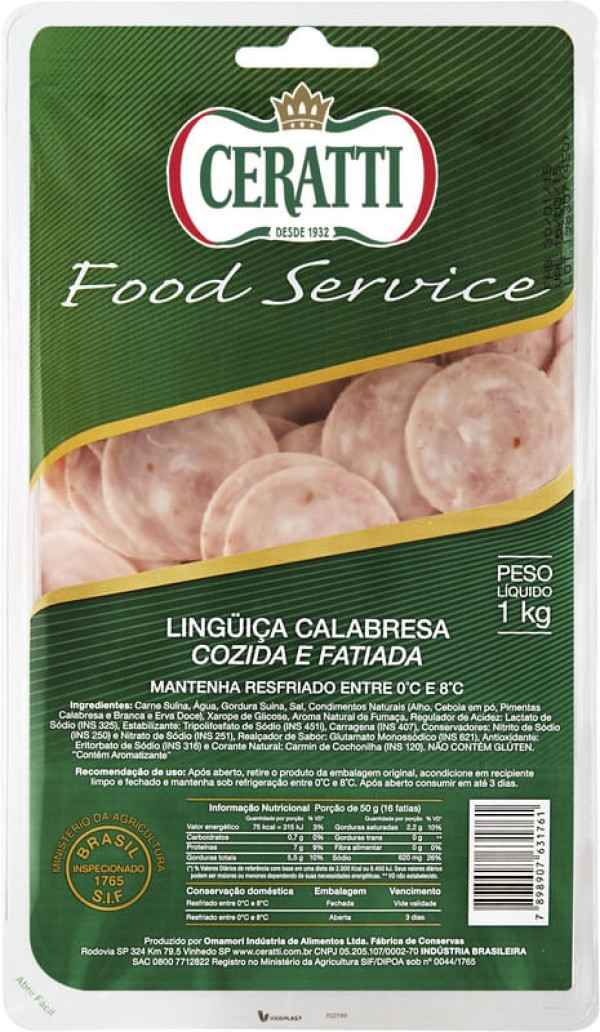 Encontraproduto.com.br - Linguiça Tipo Calabresa Ceratti Fatiada Pacote com 1kg