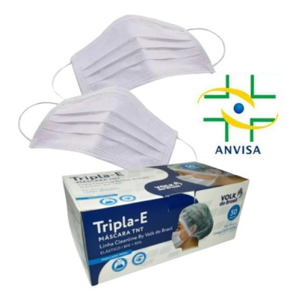 Encontraproduto.com.br - Máscara Volk TNT Tripla com Elástico 50 Uni