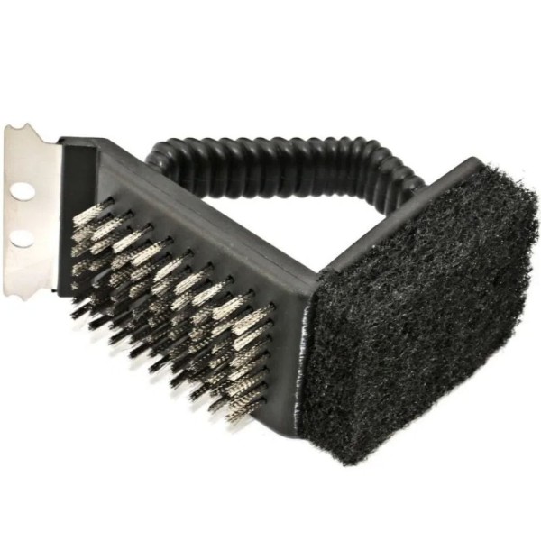 Escova de Aço para Churrasco Limpa Grelhas com Espátula 3 em 1 Top Clean YP031 Yangzi