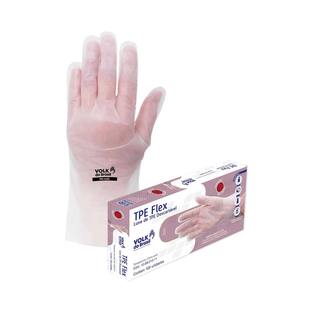 Encontraproduto.com.br - Volk Tpe Flex Luvas Descartáveis Transparentes P C-100