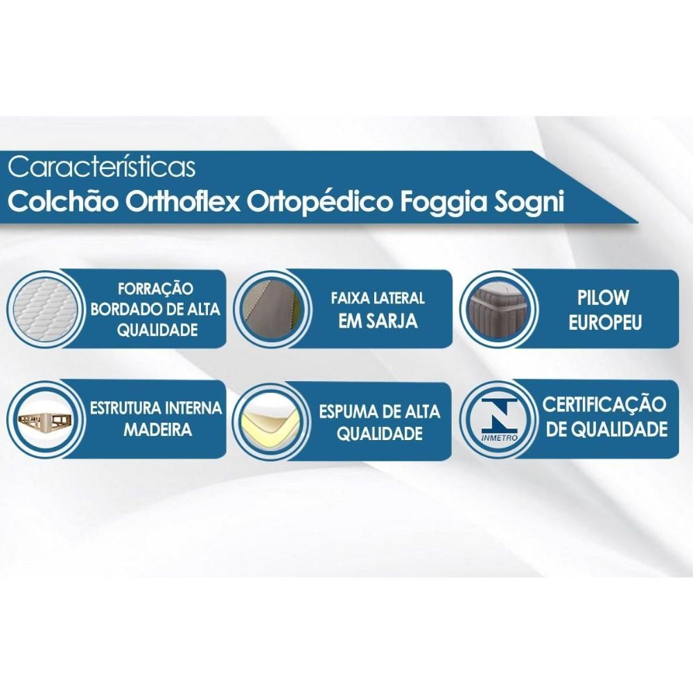 Encontraproduto.com.br - Cama Box Queen: Colchão Ortopédico Orthoflex Foggia Sogni+b