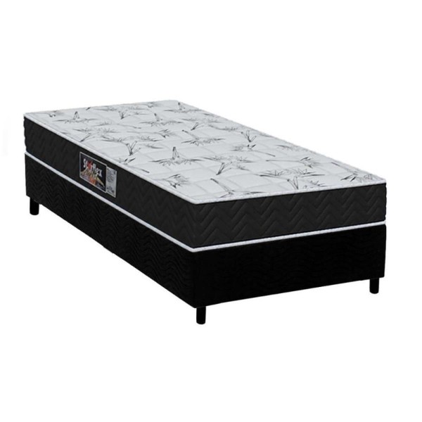 Encontraproduto.com.br - Conjunto Box Solteiro: Colchão Molas Orthoflex Masterpocket Ensacadas Starflex Black + Base Crc Suede Black(88x188)