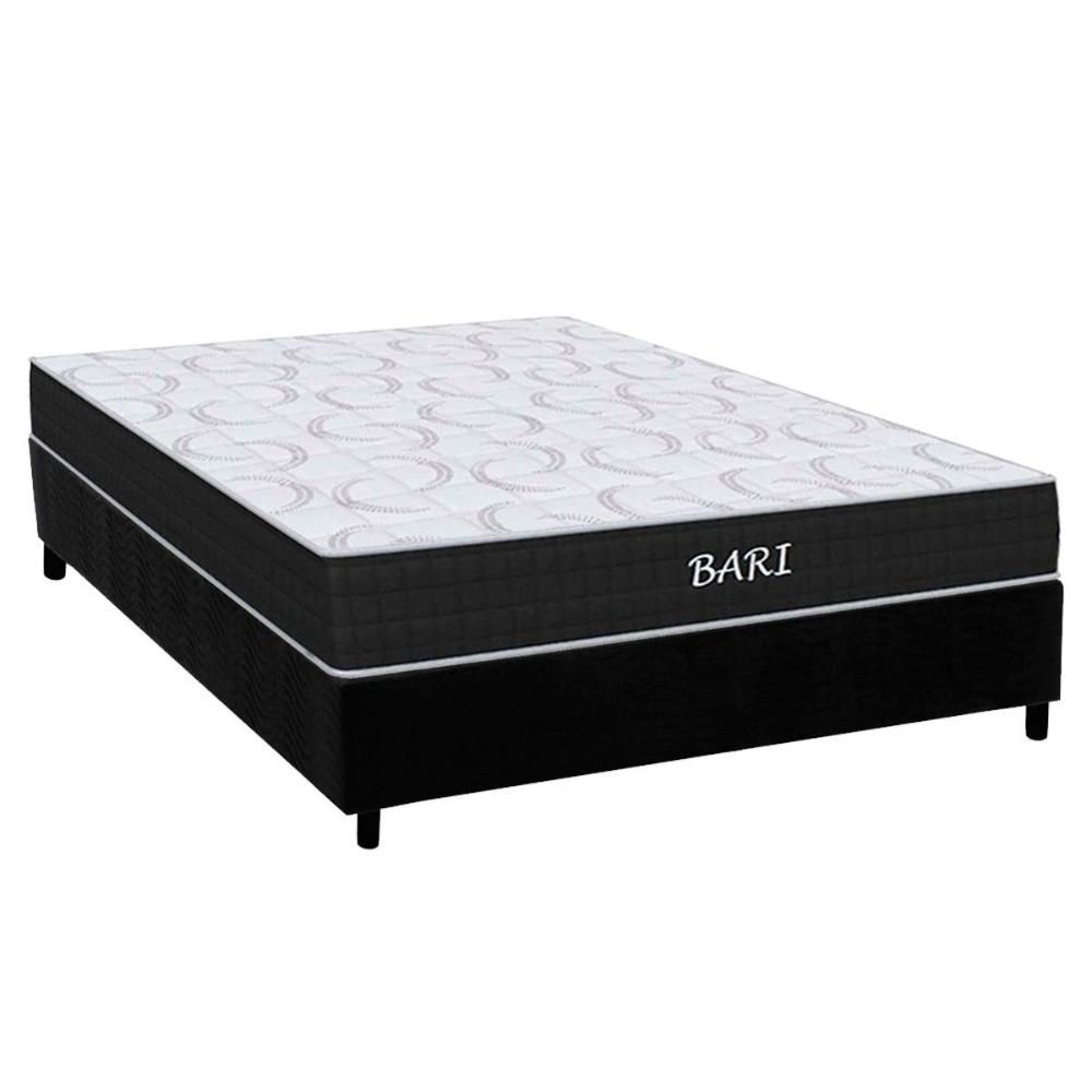 Encontraproduto.com.br - Cama Box Casal: Colchão Espuma D45 Orthoflex Bari + Base Crc Suede Black (138x188)