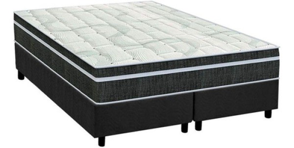 Encontraproduto.com.br - Conjunto Box Queen: Colchão Molas Orthoflex Bonnel Venezia + Base CRC Suede Gray(158x198)
