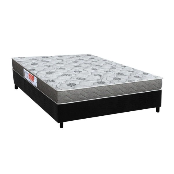 Encontraproduto.com.br - Conjunto Box Casal: Colchão Espuma Orthoflex D45 Comfortpedic + Base Crc Suede Black(138x188)