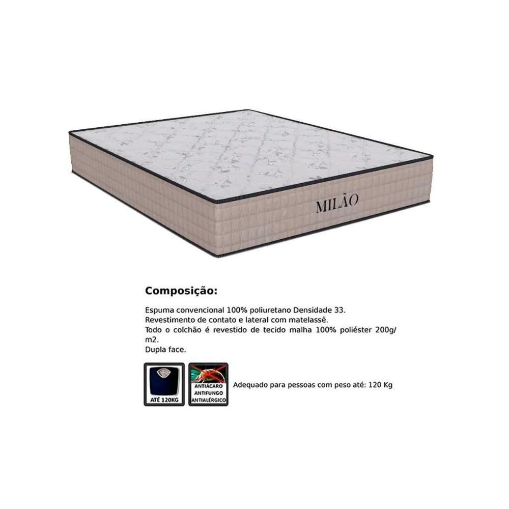 Encontraproduto.com.br - Conjunto Box Viúva: Colchão Espuma Orthoflex D33 Milão Double Face + Base Crc Suede Clean(128x188)