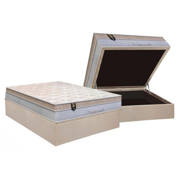Encontraproduto.com.br - Conjunto Box Baú Casal: Colchão Espuma Orthoflex Molas Ensacadas Masterpocket Naturale + Base Crc Suede Clean(138x188)