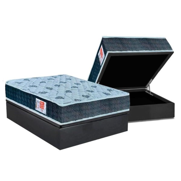 Encontraproduto.com.br - Conjunto Box Baú Casal: Colchão Espuma Orthoflex D45 Comfortpedic + Base Crc Courano Gray(138x188)