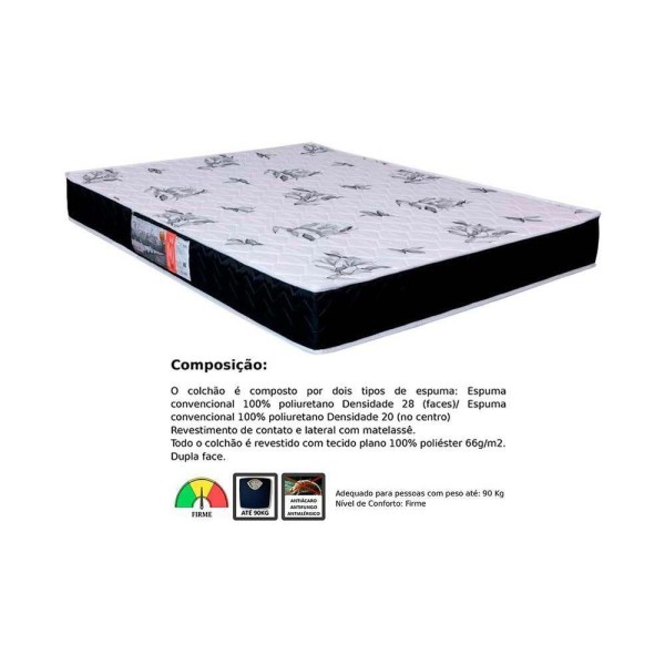 Encontraproduto.com.br - Conjunto Box Baú Casal: Colchão Espuma Orthoflex D28 Nápoles + Base CRC Courano Black(138x188)