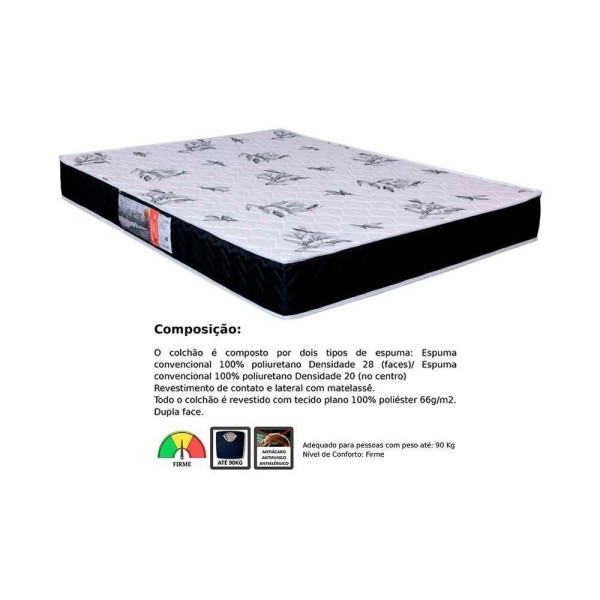 Encontraproduto.com.br - Conjunto Box Baú Casal: Colchão Espuma Orthoflex D28 Nápoles + Base CRC Courano Black(138x188)