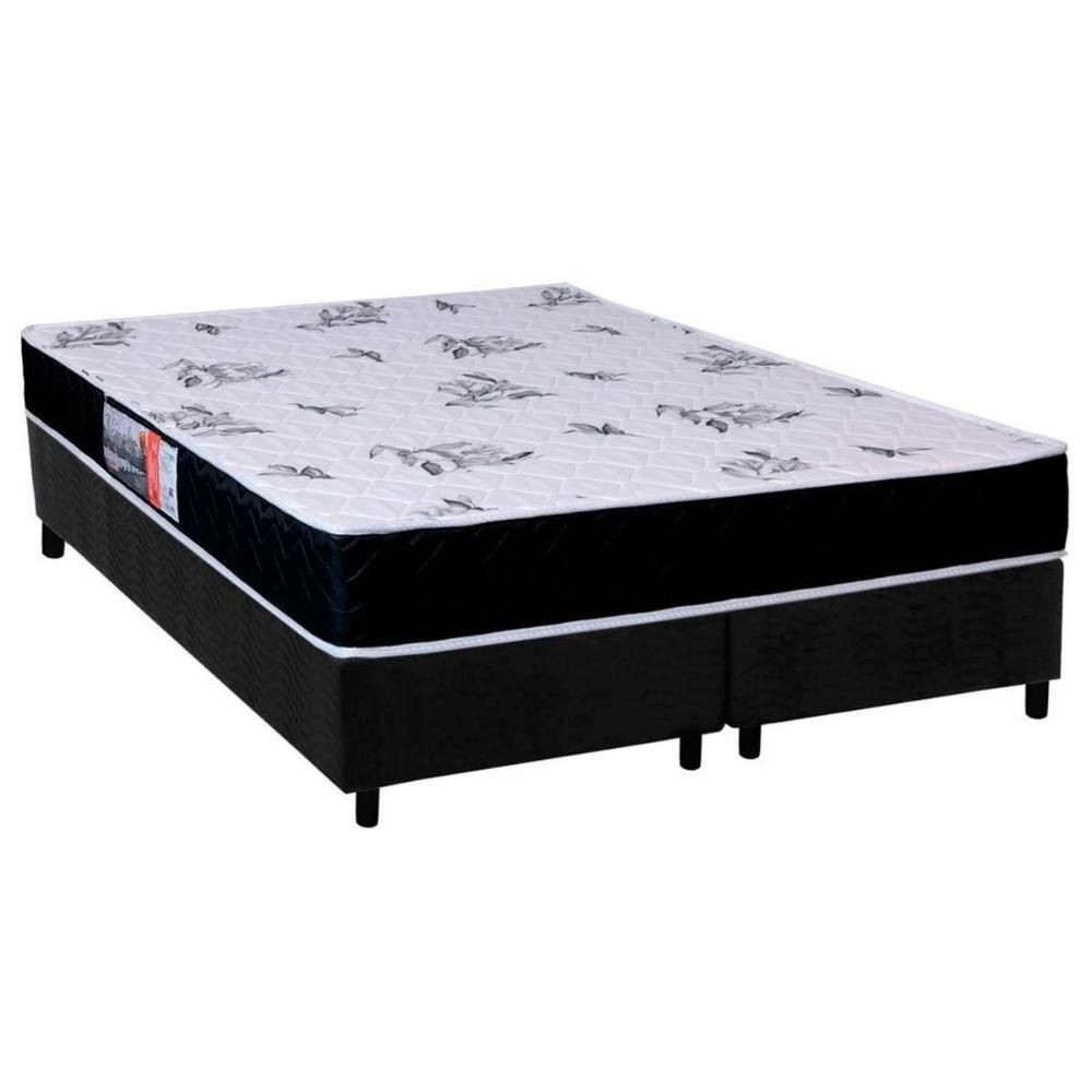 Encontraproduto.com.br - Cama Box Queen: Colchão Espuma Orthoflex D28 Nápoles + Base Crc Suede Black(158x198)