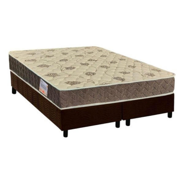 Encontraproduto.com.br - Cama Box Queen: Colchão Espuma D33 Orthoflex /Ep Matera + Base Crc Suede Brown(158X198)