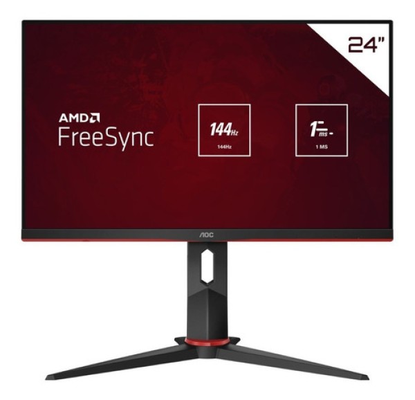 Encontraproduto.com.br - Monitor Gamer HERO 23,8' 144Hz IPS FreeSync 24G2/BK Cor Preto/Vermelho AOC 100V/240V