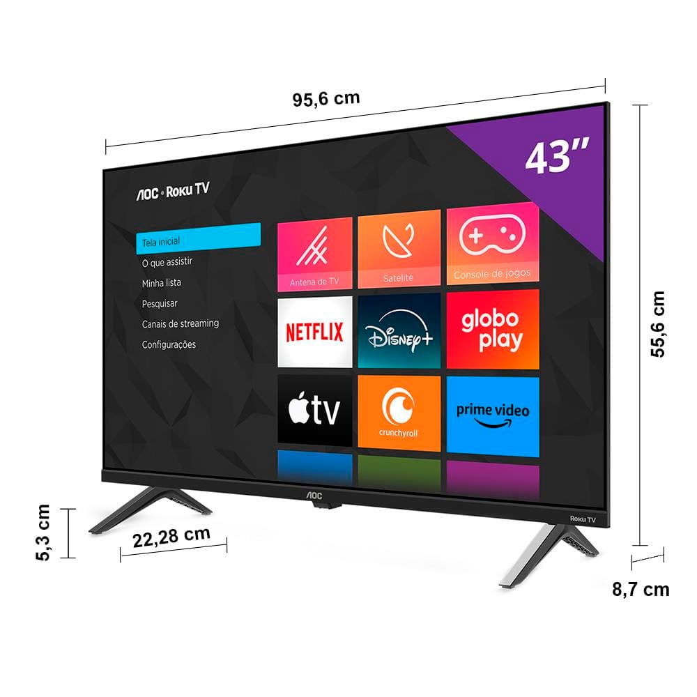Encontraproduto.com.br - TV 43P AOC LED SMART Roku Wifi FULL HD USB HDMI - 43S5045