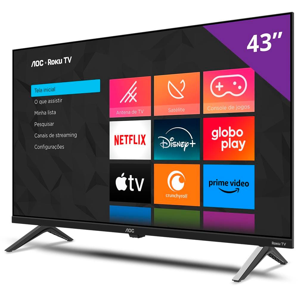 Encontraproduto.com.br - TV 43P AOC LED SMART Roku Wifi FULL HD USB HDMI - 43S5045