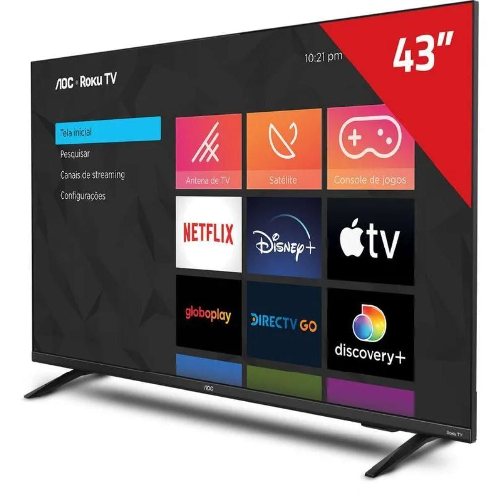 Encontraproduto.com.br - TV 43P AOC LED SMART Roku Wifi FULL HD USB HDMI - 43S5045