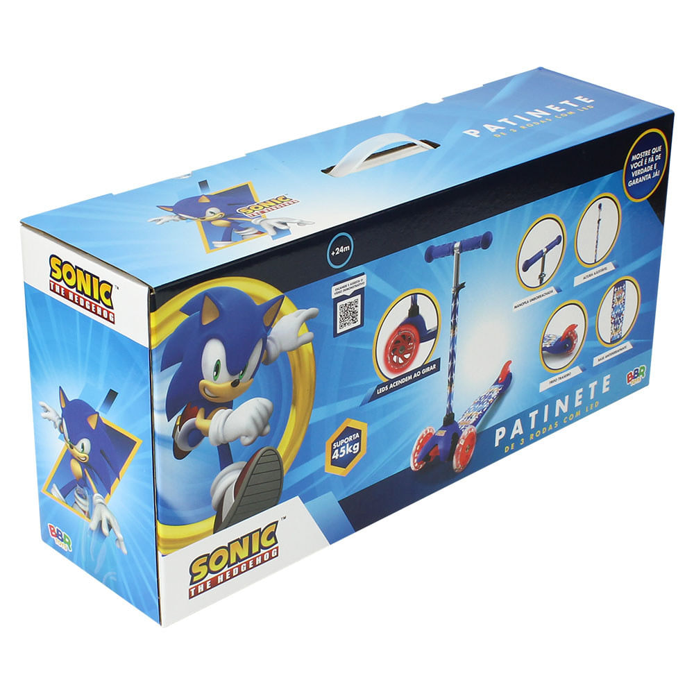 Encontraproduto.com.br - Patinete com Led - Sonic - 3 Rodas - Bbr Toys