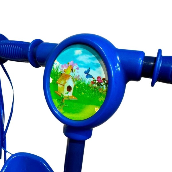 Encontraproduto.com.br - - Patinete Scooter Infantil Musical Azul Com Cestinha 3 Rodas Freio Com Luzes - Toy King