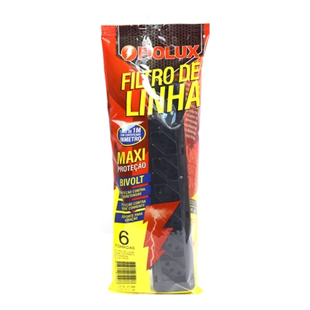 Encontraproduto.com.br - Régua 6 Tomadas Com Proteção, Fusível, Chave E Led Fiolux