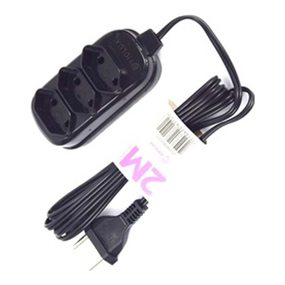 Encontraproduto.com.br - Extensão 2m 3 Tomadas Bipolar Fiolux Preta