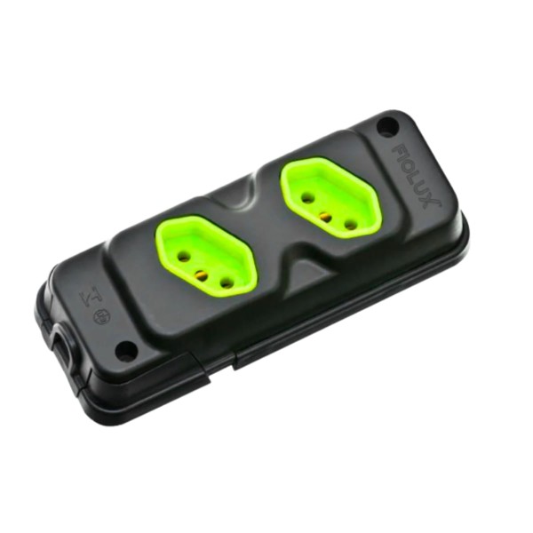 Régua de Tomada 2P+T 20A-250V Pb 2 Tomadas Preta e Verde 28300200117 Robust Fiolux