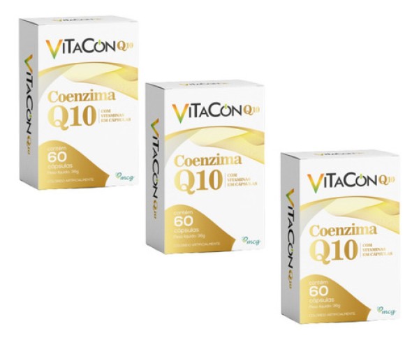 Kit C/3 Vitacon Coenzima Q10 Com Vitaminas 60 Capsulas 