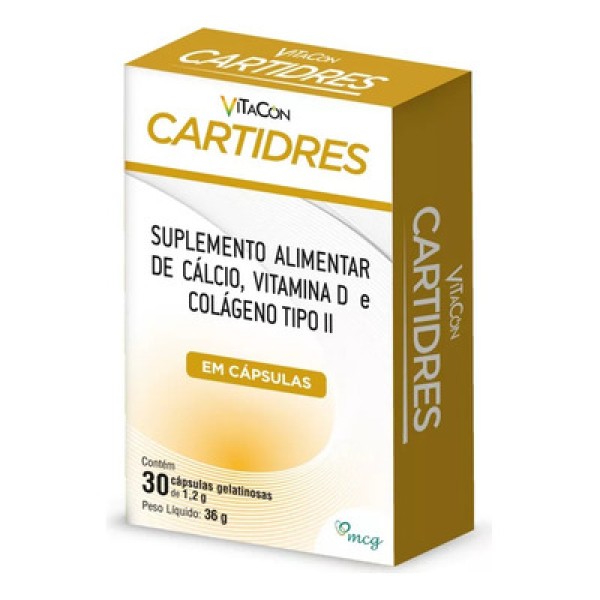 Cartidres 30 Cápsulas Colágeno Tipo 2 Calcío E Vitamina D Sabor Nao Aplica