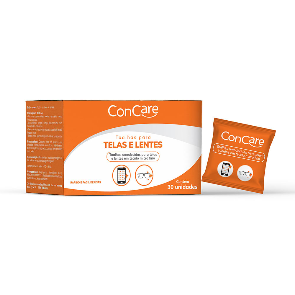 Toalha Umedecida Concare Lente 30 Unidades