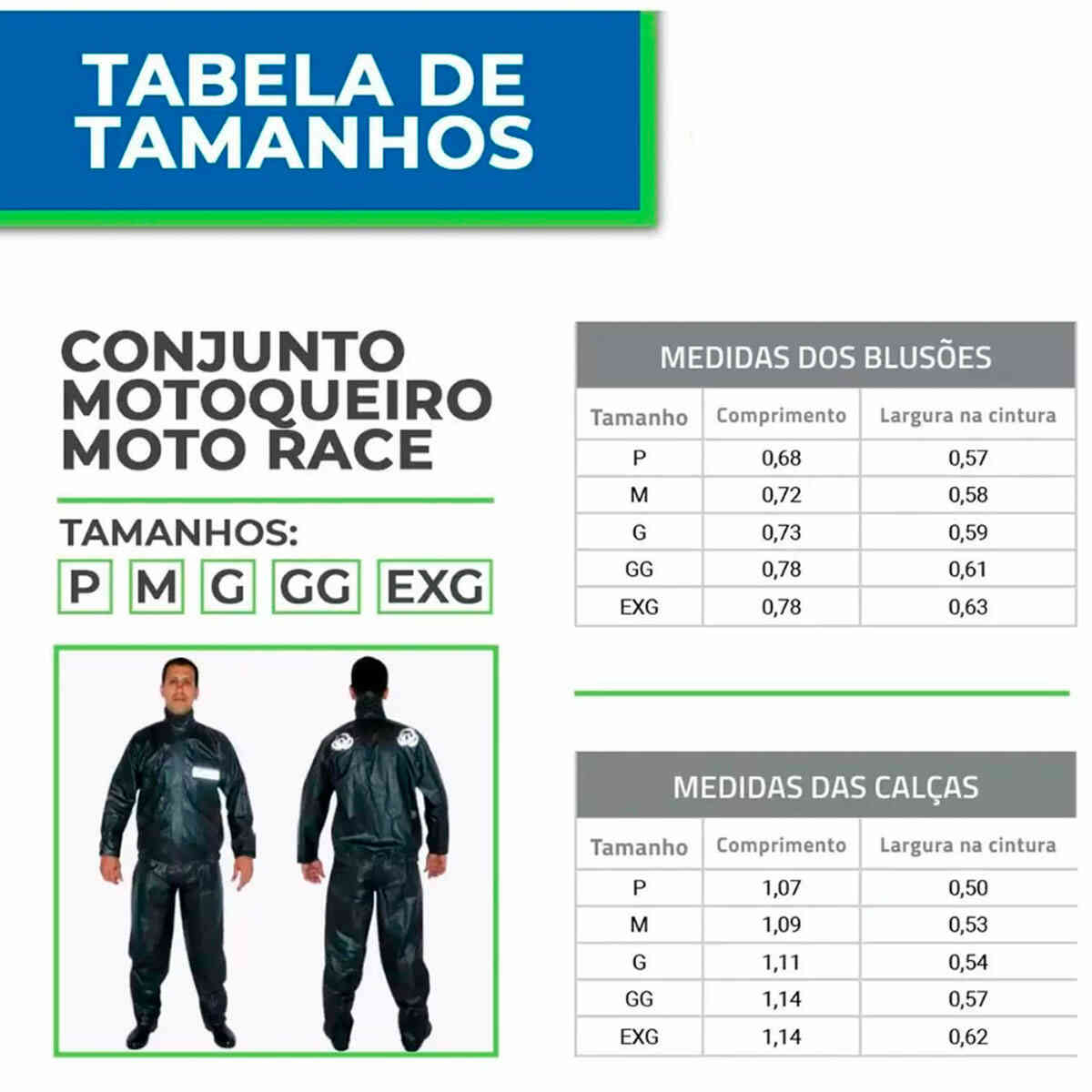Encontraproduto.com.br - Conjunto Capa De Chuva Para Motoqueiro EXG Brascamp Moto Race Preto (MP)