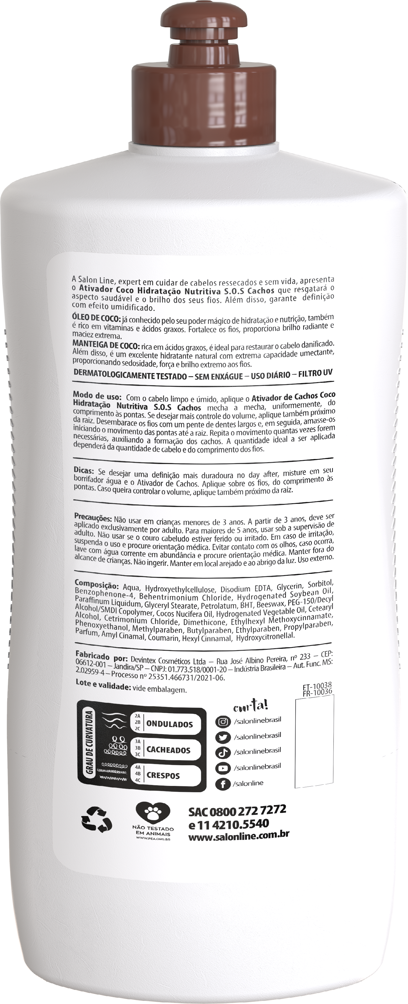 Encontraproduto.com.br - Ativador de Cachos Salon Line SOS Coco Tratamento Profundo 1000ml