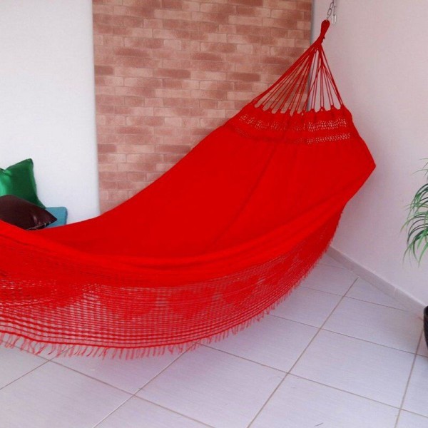 Encontraproduto.com.br - Rede De Dormir Tambaba Bege Com Franjas