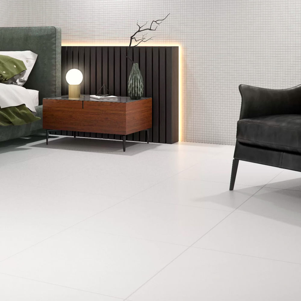 Encontraproduto.com.br - Piso Cerâmico Granilhado Neve Branco Tipo A 57X57CM - Cerbras