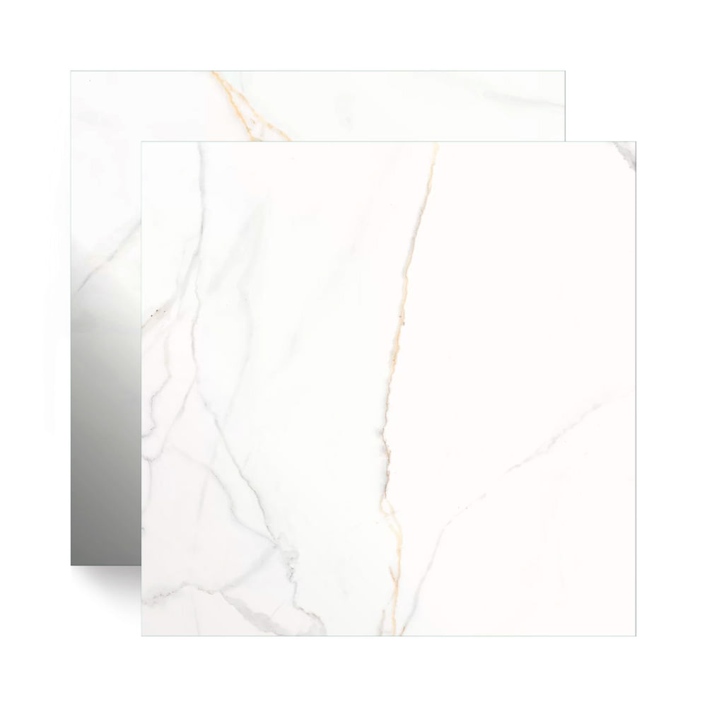 Encontraproduto.com.br - Piso Cerâmico Retificado Marmorizado Polido HD Napoli Branco Tipo A 56X56CM - Cerbras