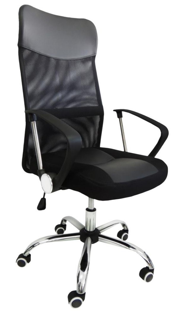 Encontraproduto.com.br - Cadeira Presidente Giratória, Rodizio Pu Com Base Cromada E Tela Mesh Pel-8009 - Pelegrin