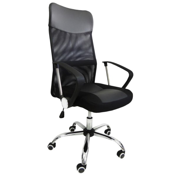 Encontraproduto.com.br - Cadeira Presidente Giratória, Rodizio Pu Com Base Cromada E Tela Mesh Pel-8009 - Pelegrin