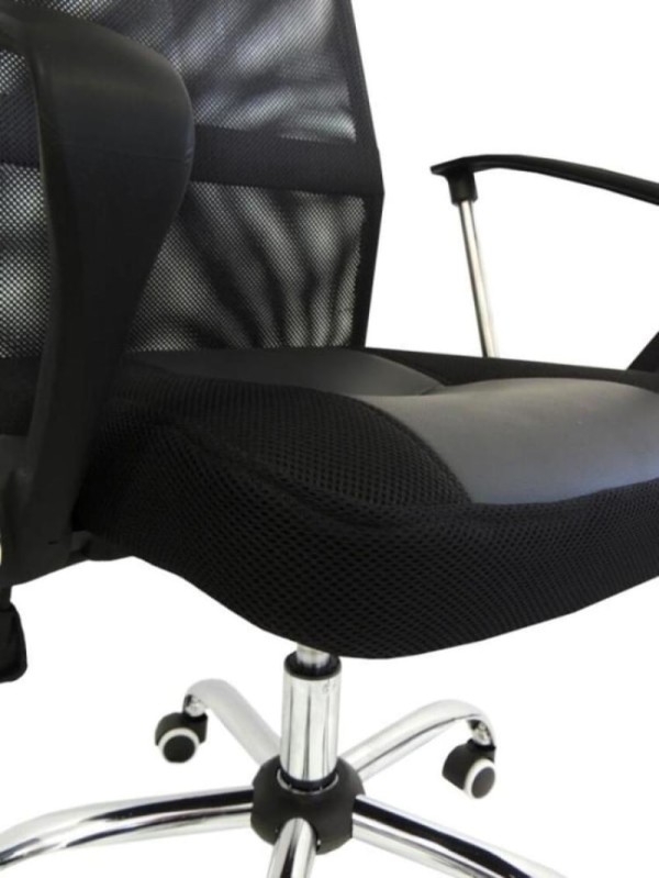 Encontraproduto.com.br - Cadeira Presidente Giratória, Rodizio Pu Com Base Cromada E Tela Mesh Pel-8009 - Pelegrin