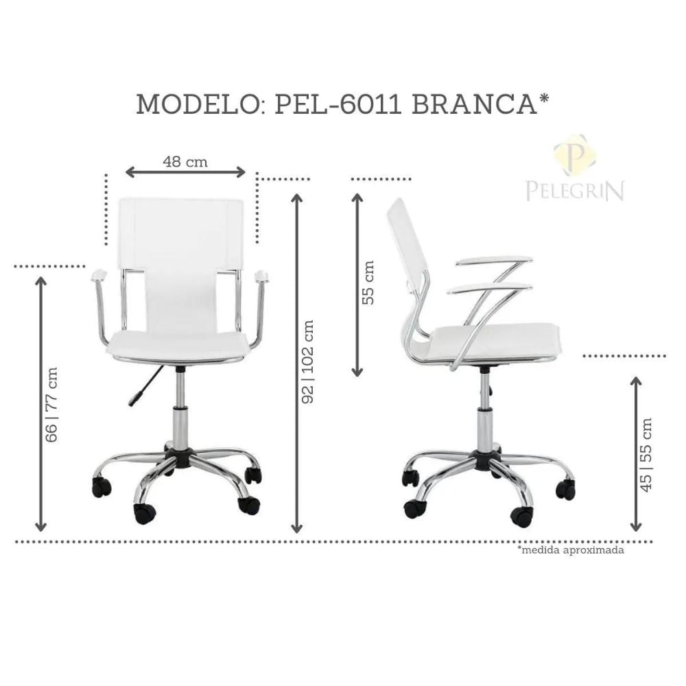 Cadeira Diretor Executiva em Couro PVC Branca Pelegrin PEL-6011