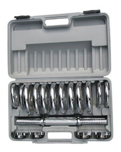 Encontraproduto.com.br - Kit 2 Barras com Anilhas Ferro Fundido Pelegrin PEL-10CR  Cromado 15kg