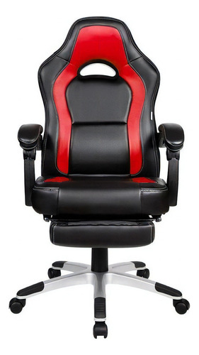 Cadeira Gamer Pelegrin PEL-3006 Couro PU Preto e Vermelha