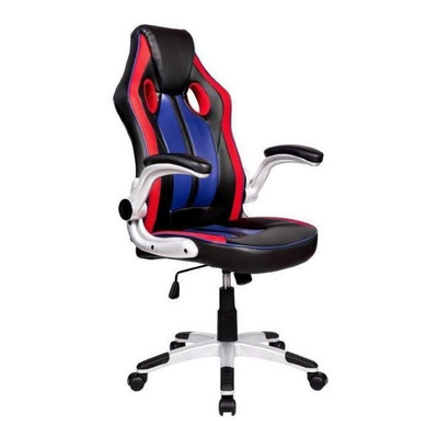 Cadeira Gamer Pelegrin PEL-3009 Couro PU Preta, Vermelha e Azul
