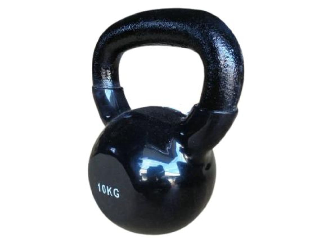 Encontraproduto.com.br - Kit 2 Halteres Kettlebell em ferro fundido Pelegrin PEL-10KB Emborrachado 10kg - Preto