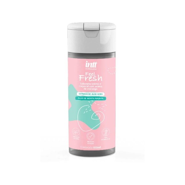 Encontraproduto.com.br - Sabonete Intimo Corporal Feel Fresh Morango 100ml - Intt Wellness - Sabor: Morango