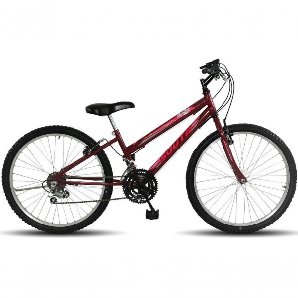 Encontraproduto.com.br - Bicicleta Aro 24 Infantil 18 Marchas South Love Girl Freio V-brake - Vermelho Vermelho
