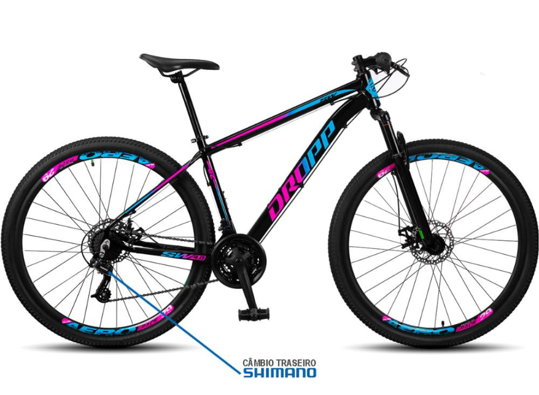 Encontraproduto.com.br - Bicicleta Aro 29 Dropp SW 24 Vel Câmbio Shimano Quadro Alumínio MTB