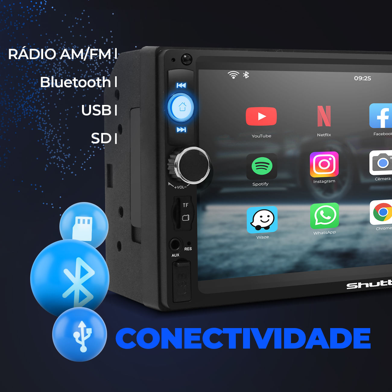 Encontraproduto.com.br - Central Multimídia Shutt Miami 2 Din 7