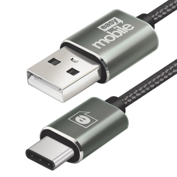 Encontraproduto.com.br - Cabo USB Premium Tipo-C 1.5 metros Easy Mobile Cinza