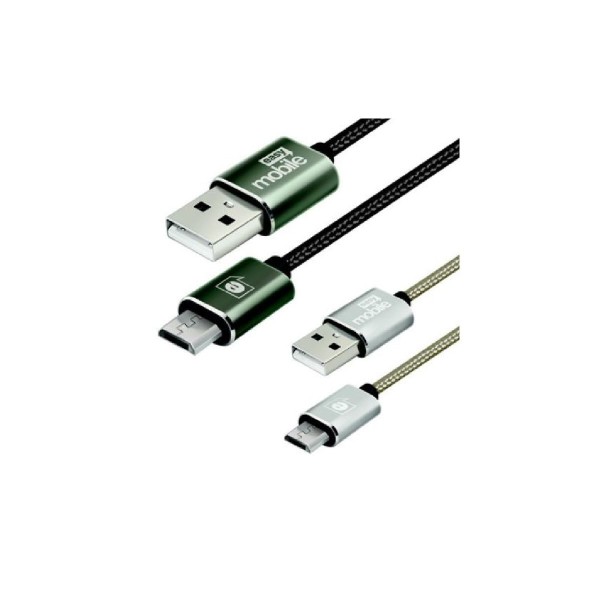 Encontraproduto.com.br - Cabo Micro USB Easy Mobile 2 Unidades Cinza e Prateado