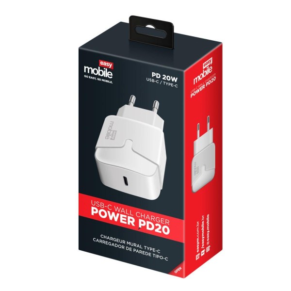 Encontraproduto.com.br - Carregador de iPhone USB-C Easy Mobile PD20W Branco
