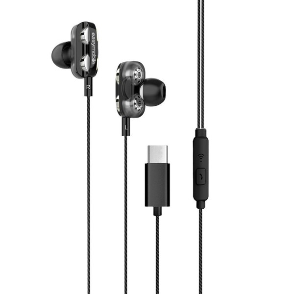 Encontraproduto.com.br - Fone De Ouvido Com Dois Alto Falantes Double Bass Controle De Músicas E Chamadas P2 - Preto